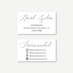 Pure White névjegykártya  kétoldalas minimalista design, elegáns kalligrafikus stílusban, Otthon & Életmód, Papír, írószer, Névjegykártya, Fotó, grafika, rajz, illusztráció, Festészet, MESKA