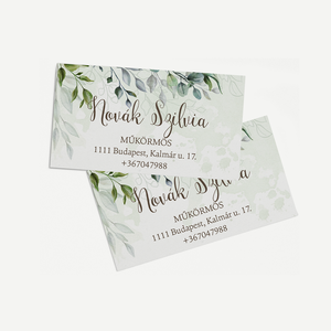 Boho greenery névjegykártya  egyoldalas, zöldleveles design - otthon & életmód - papír, írószer - névjegykártya - Meska.hu