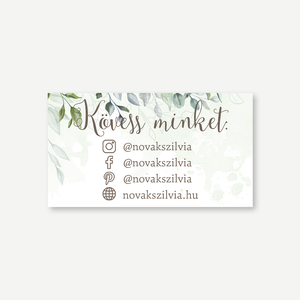 Boho Greenery névjegykártya  kétoldalas, zöldleveles design - otthon & életmód - papír, írószer - névjegykártya - Meska.hu