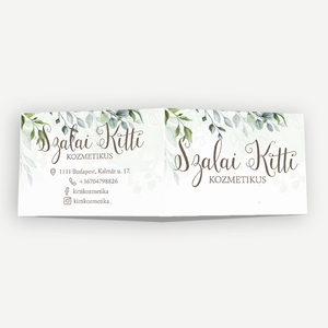 Boho Greenery hajtott négyoldalas névjegy- és időpontkártya  zöldleveles, akvarell design - otthon & életmód - papír, írószer - névjegykártya - Meska.hu