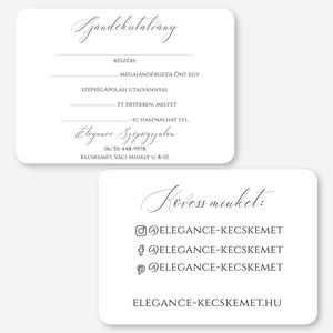 Ajándékutalvány, kétoldalas, Pure White, A6, minimalista design - szépségszalonoknak, rendelőknek, üzleteknek, stúdiókna, Otthon & Életmód, Papír, írószer, Ajándékozás kellékei, Képeslap, üdvözlőlap, Fotó, grafika, rajz, illusztráció, Festészet, MESKA