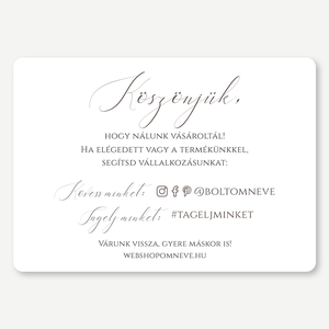 Csomagkísérő Köszönőkártya  Pure White - egyoldalas, A6, akvarell design, webshopok, designereknek, csomagolásdesign, Otthon & Életmód, Papír, írószer, Ajándékozás kellékei, Ajándékzsák, csomagolás, Fotó, grafika, rajz, illusztráció, Festészet, MESKA