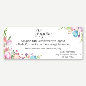 Kupon, Kedvezménykártya  Floral - egyoldalas, Fodrászoknak, kozmetikusoknak, műkörmösöknek, edzőtermeknek, stúdióknak, Otthon & Életmód, Papír, írószer, Névjegykártya, Fotó, grafika, rajz, illusztráció, Festészet, MESKA
