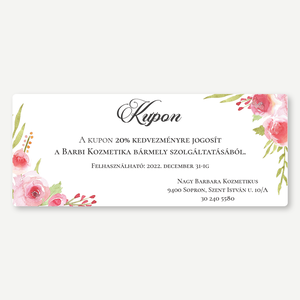 Kupon, Kedvezménykártya  Roses - egyoldalas, masszőröknek, edzőknek, jógastúdióknak, pedikűrösöknek, Otthon & Életmód, Papír, írószer, Névjegykártya, Fotó, grafika, rajz, illusztráció, Festészet, MESKA