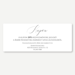 Kupon, Kedvezménykártya  Pure white - egyoldalas, szalon, szépségszalon, stúdió, rendelő, elegáns, minimalista, Otthon & Életmód, Papír, írószer, Névjegykártya, Fotó, grafika, rajz, illusztráció, Festészet, MESKA