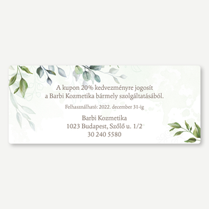 Kupon, kétoldalas, Kedvezménykártya, voucher - Greenery - Műkörmös, fodrász, kozmetikus, vállalkozónő, szolgáltató,coach - otthon & életmód - papír, írószer - névjegykártya - Meska.hu