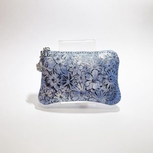 Kék virág mintás egy cipzáras kulcstartó A6017 - táska & tok - kulcstartó & táskadísz - kulcstartó - Meska.hu