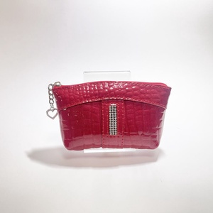 Piros lakk krokkómintás egy cipzáras egyenes swarovski köves kulcstartó E5008 - táska & tok - kulcstartó & táskadísz - kulcstartó - Meska.hu