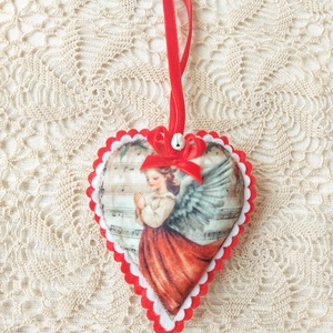 Vintage  szívek  - karácsony - karácsonyi lakásdekoráció - karácsonyi lakásdíszek - Meska.hu