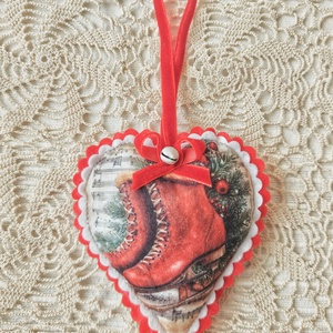 Vintage  szívek  - karácsony - karácsonyi lakásdekoráció - karácsonyi lakásdíszek - Meska.hu