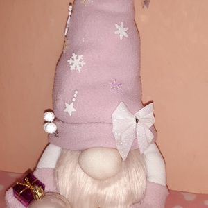 Karácsonyi manó rózsaszín - Meska.hu