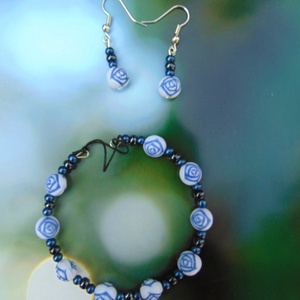 Kék rózsás ékszer szett - ékszer - ékszerszett - Meska.hu