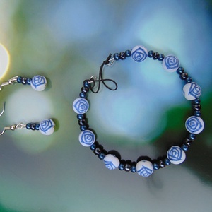 Kék rózsás ékszer szett - ékszer - ékszerszett - Meska.hu