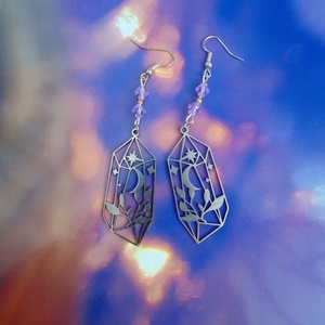 Fém kristálycsúcs fülbevaló, Ékszer, Fülbevaló, Lógó fülbevaló, Ékszerkészítés, MESKA