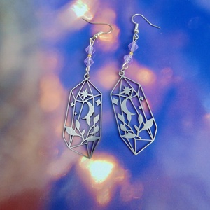 Fém kristálycsúcs fülbevaló - ékszer - fülbevaló - lógó fülbevaló - Meska.hu