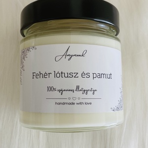 Fehér lótusz és pamut illatú szójaviasz illatgyertya - otthon & életmód - gyertya, illat, aroma - gyertya - Meska.hu