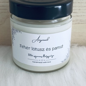 Fehér lótusz és pamut illatú szójaviasz illatgyertya - otthon & életmód - gyertya, illat, aroma - gyertya - Meska.hu