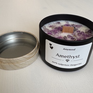 Amethyst ásványos szójaviasz illatgyertya - otthon & életmód - gyertya, illat, aroma - gyertya - Meska.hu