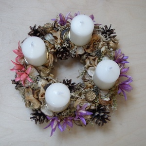 Adventi koszorú lila és rózsaszín virágokkal - karácsony - Meska.hu Adventi koszorú lila és rózsaszín virágokkal - karácsony - Meska.hu