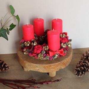 Adventi koszorú (arany-piros) - Meska.hu