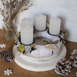 Adventi koszorú (zöld-fehér-pezsgő) - Meska.hu