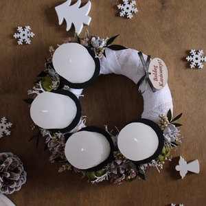 Adventi koszorú (zöld-fehér-pezsgő) - karácsony - adventi díszek - adventi koszorú - Meska.hu