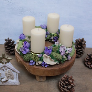 Adventi koszorú (zöld-rózsaszín-lila) - Meska.hu