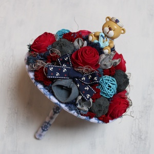 Ballagási csokor tengerész maci figurával (piros-kék), Otthon & Lakás, Dekoráció, Virágdísz és tartó, Csokor & Virágdísz, Virágkötés, MESKA