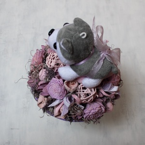 Lila és rózsaszín ballagási csokor leszedhető kutya plüssfigurával - otthon & lakás - dekoráció - virágdísz és tartó - csokor & virágdísz - Meska.hu
