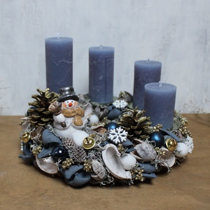 Adventi koszorú (kék-arany-fehér) - Meska.hu