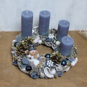 Adventi koszorú (kék-arany-fehér) - karácsony - adventi díszek - adventi koszorú - Meska.hu