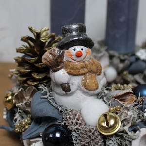 Adventi koszorú (kék-arany-fehér) - karácsony - adventi díszek - adventi koszorú - Meska.hu