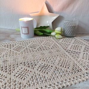 Vintage stílusú horgolt csipke terítő, asztali futó 35x93 cm - otthon & életmód - dekoráció - Meska.hu
