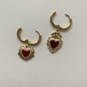 Szív fülbevaló - ékszer - fülbevaló - lógó fülbevaló - Meska.hu