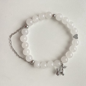 Fehér kvarc gumis karkötő, Ékszer, Karkötő, Ásványkarkötő, Ékszerkészítés, MESKA