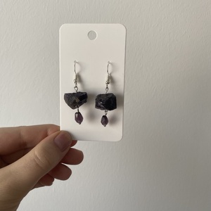  ametiszt fülbevaló  - ékszer - fülbevaló - lógós kerek fülbevaló - Meska.hu