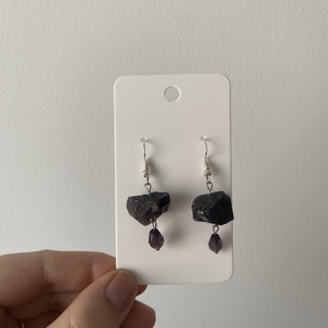  ametiszt fülbevaló  - ékszer - fülbevaló - lógós kerek fülbevaló - Meska.hu