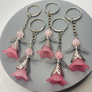 5 darab rózsaszín angyal kulcstartó ásvány gyöngyből  - táska & tok - kulcstartó & táskadísz - kulcstartó - Meska.hu