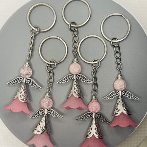 5 darab rózsaszín angyal kulcstartó ásvány gyöngyből  - táska & tok - kulcstartó & táskadísz - kulcstartó - Meska.hu