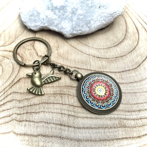 Mandala mintás vintage stílusú bronz színű üveglencsés kulcstartó, Táska & Tok, Kulcstartó & Táskadísz, Kulcstartó, Ékszerkészítés, Üvegművészet, MESKA
