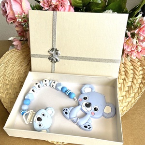 Neves világoskék szilikon koala cumilánc, rágcsalánc - játék & sport - Meska.hu