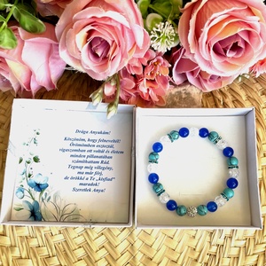 Örömanya szülőköszöntő ajándék ásvány karkötő shamballa dísszel díszdobozban kísérő szöveggel  - esküvő - emlék & ajándék - szülőköszöntő ajándék - Meska.hu