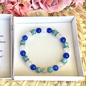 Örömanya szülőköszöntő ajándék ásvány karkötő shamballa dísszel díszdobozban kísérő szöveggel  - esküvő - emlék & ajándék - szülőköszöntő ajándék - Meska.hu