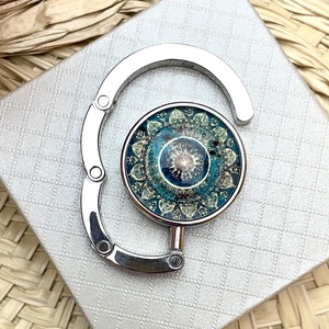 Mandala mintázatú Üveglencsés Táska Akasztó Táskaakasztó, Táska & Tok, Kulcstartó & Táskadísz, Táskaakasztó, Üvegművészet, Ékszerkészítés, MESKA