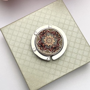 Mandala csempe virág mintázatú Üveglencsés Táska Akasztó Táskaakasztó - táska & tok - kulcstartó & táskadísz - táskaakasztó - Meska.hu