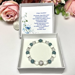 Örömanya szülőköszöntő ajándék ásvány karkötő shamballa dísszel díszdobozban kísérő szöveggel  - esküvő - emlék & ajándék - szülőköszöntő ajándék - Meska.hu