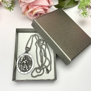 Nemesacél Szent Kristóf amulett medál talizmán nemesacél kapcsos láncon - ékszer - nyaklánc - medálos nyaklánc - Meska.hu