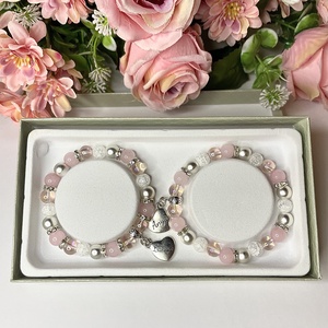 Két darabos Anya Lánya páros ásvány karkötő szett magyar feliratos szív medállal - ruha & divat - páros szett - anya-lánya szett - Meska.hu