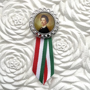 Üveglencsés kokárda Petőfi arcképével, Ékszer, Kitűző és Bross, Kitűző, Ékszerkészítés, Üvegművészet, MESKA