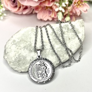 Nemesacél Szent Kristóf nyaklánc amulett medál talizmán nemesacél kapcsos láncon, Ékszer, Nyaklánc, Medálos nyaklánc, Ékszerkészítés, MESKA